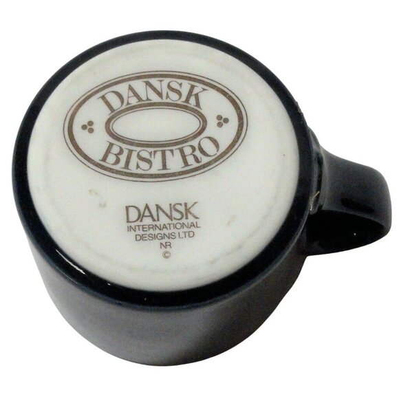 DANSK BISTRO DEMITASSE TEACUP Mug SAUCER Set Cobalt Blue Cream off White Plate - Picture 3 of 7